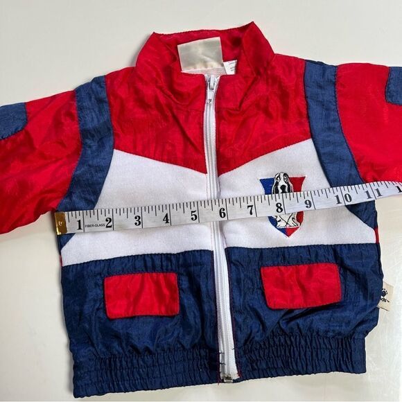 Retro 1990s Red White Blue Puppy Nylon Windbreaker Track Jacket - Picture 9 of 9